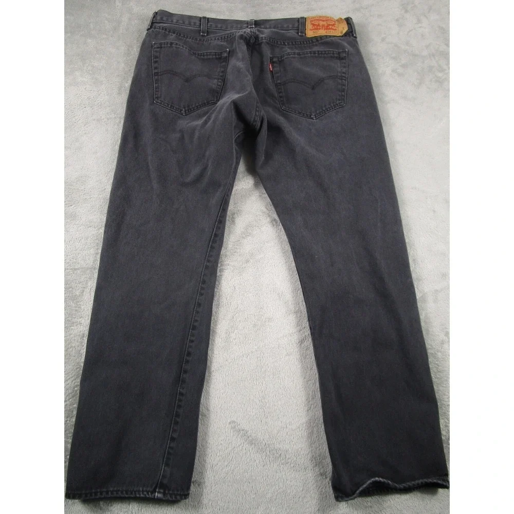 Levis 501 Jeans Mens 38x30 Black‎ Demim Distressed Button Fly Cotton Pockets